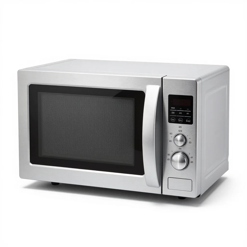 Technician inspecting a microwave oven on a kitchen counter in Nalasopara