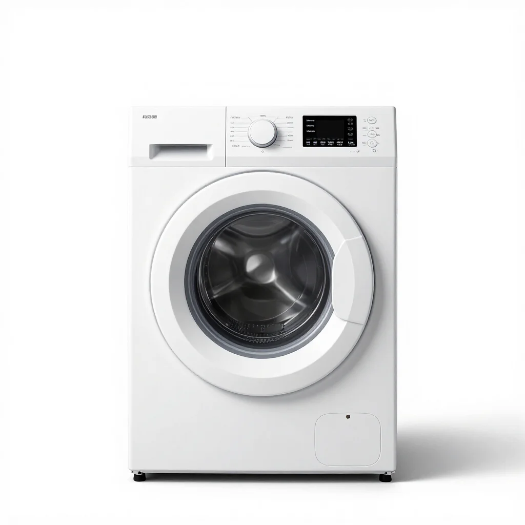 Technician inspecting a front-load washing machine during a doorstep visit in Nalasopara